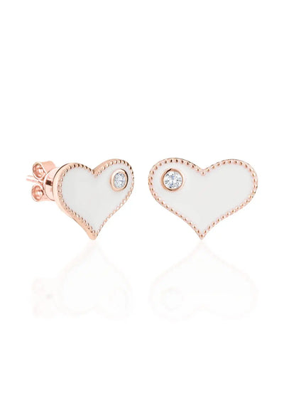 Earrings White Heart - For Kids