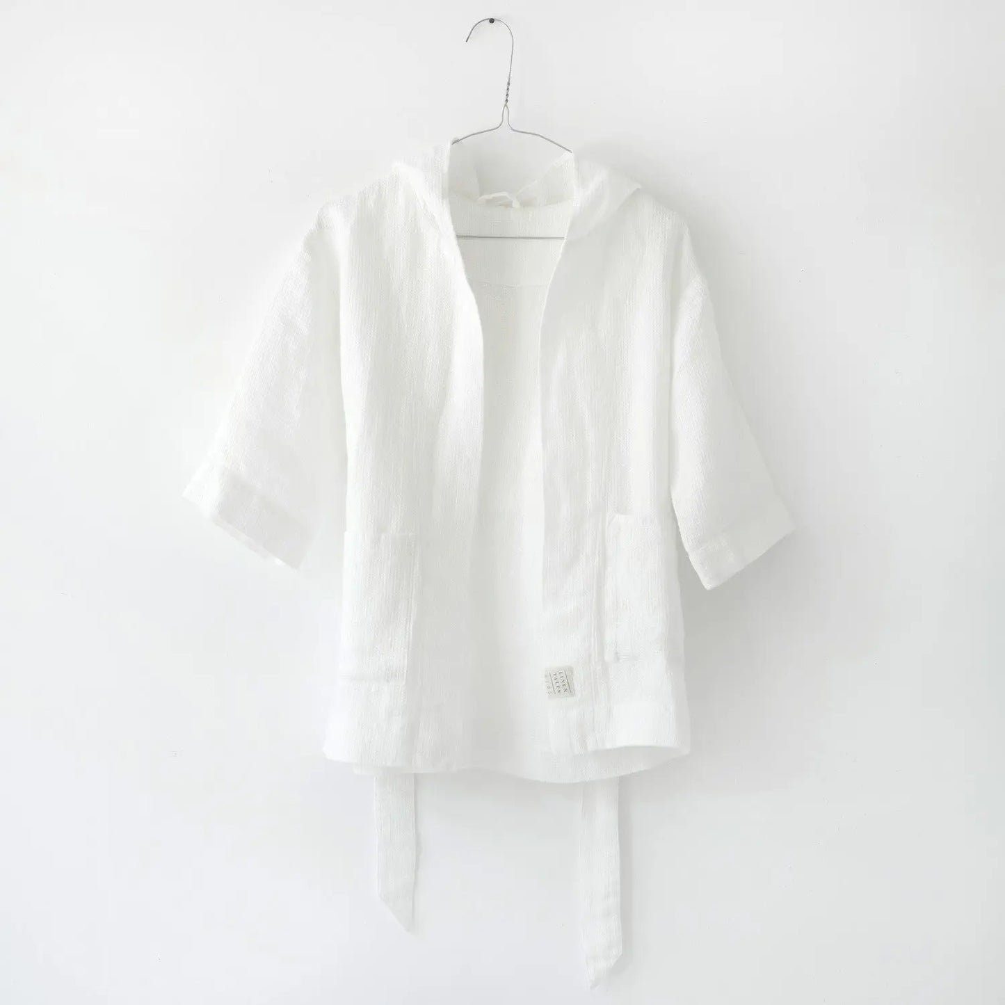 Linen Bathrobe for Kids - White