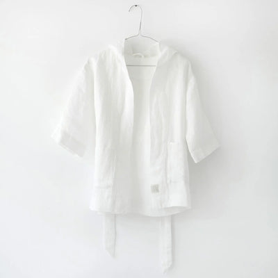 Linen Bathrobe for Kids - White