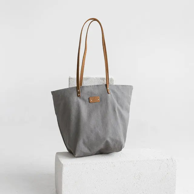 Grey Denim Tote Bag