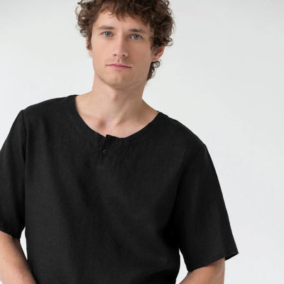 Linen Fern Pyjama Set - Black