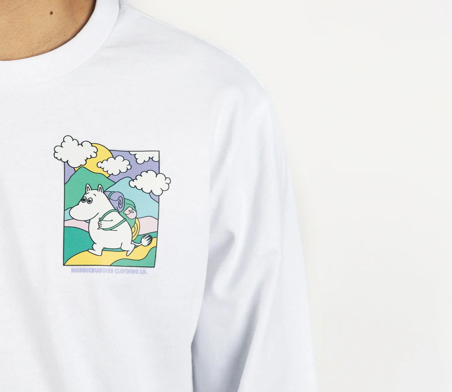 Moomintroll's Adventure Longsleeve Shirt With Cuffrib Unisex - White