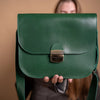 Natural Leather Saddle Bag Large – Green