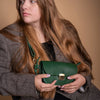 Natural Leather Saddle Bag Mini - Green