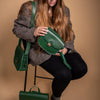 Natural Leather Saddle Bag Large – Green