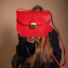 Natural Leather Saddle Bag Medium – Red