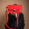 Natural Leather Saddle Bag Mini - Red