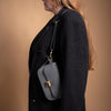 Natural Leather Saddle Bag Mini - Grey