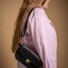 Natural Leather Saddle Bag Mini - Black