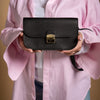 Natural Leather Saddle Bag Mini - Black