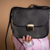 Natural Leather Saddle Bag Large – Black
