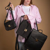 Natural Leather Saddle Backpack - Black