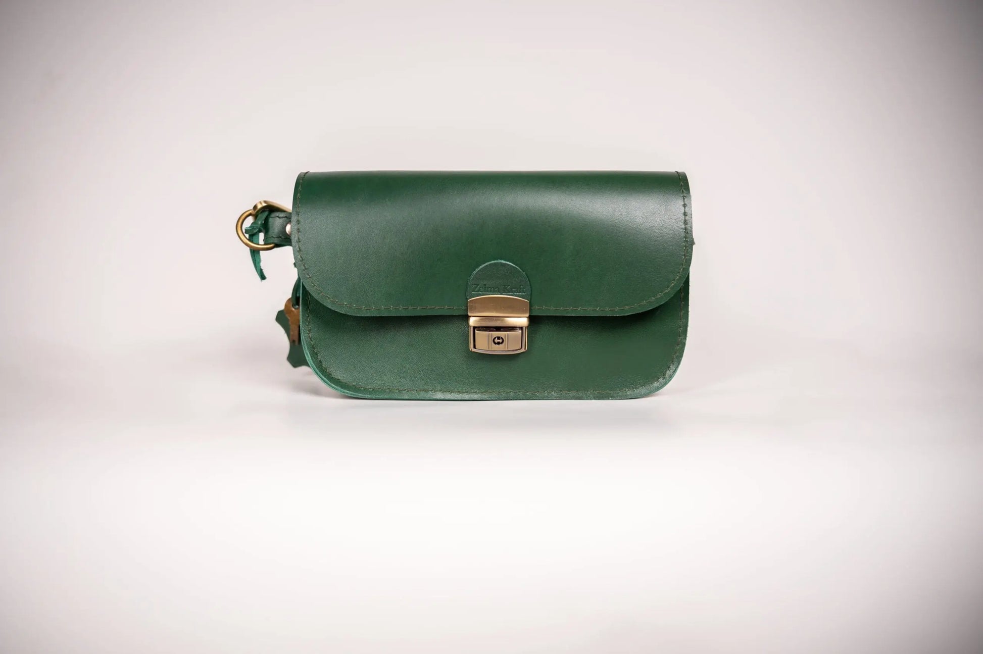 Natural Leather Saddle Bag Mini - Green
