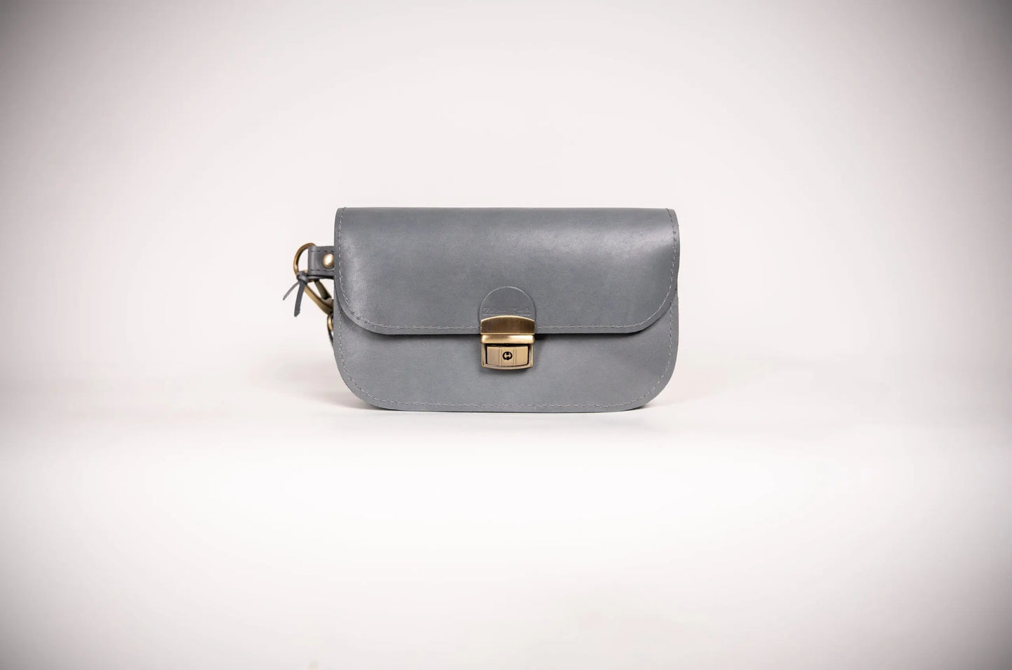 Natural Leather Saddle Bag Mini - Grey