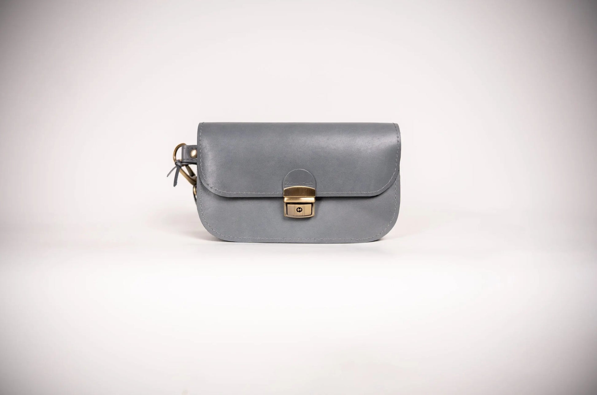 Natural Leather Saddle Bag Mini - Grey