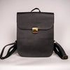 Natural Leather Saddle Backpack - Black