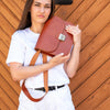 Natural Leather Saddle Bag Large – Light Brown