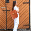 Natural Leather Saddle Backpack - Light Brown