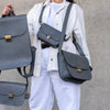 Natural Leather Saddle Bag Medium – Grey