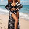 Three-piece Women's Long Shirt High Waist Swimsuit Split Bikini Trendarium