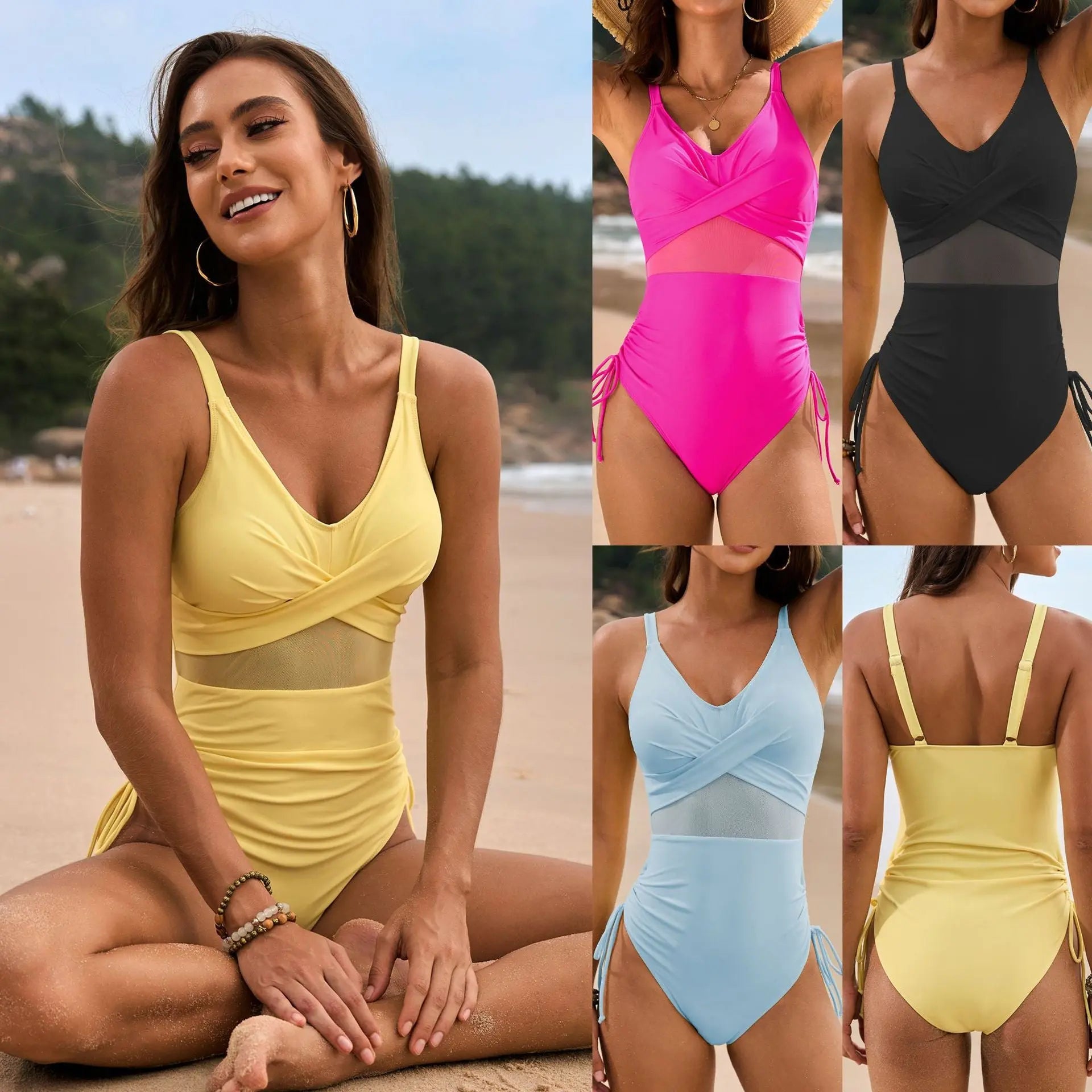 BreezeFit Mesh Drawstring One-Piece Trendarium