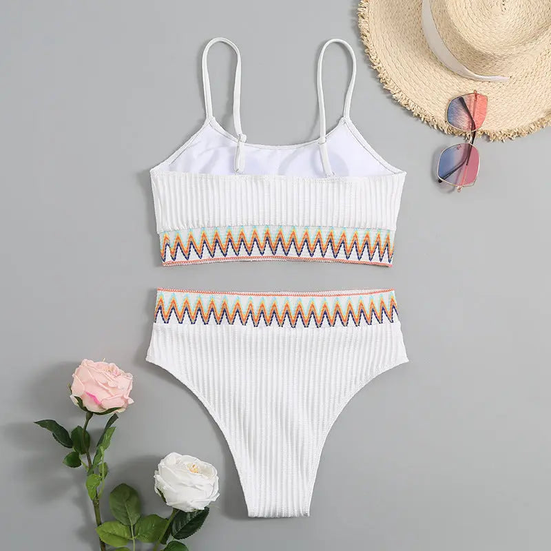 Zigzag Ribbed High-Waist Bikini Set – Sculpt & Shine Collection Trendarium