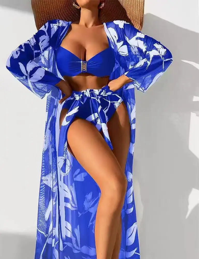 Three-piece Women's Long Shirt High Waist Swimsuit Split Bikini Trendarium