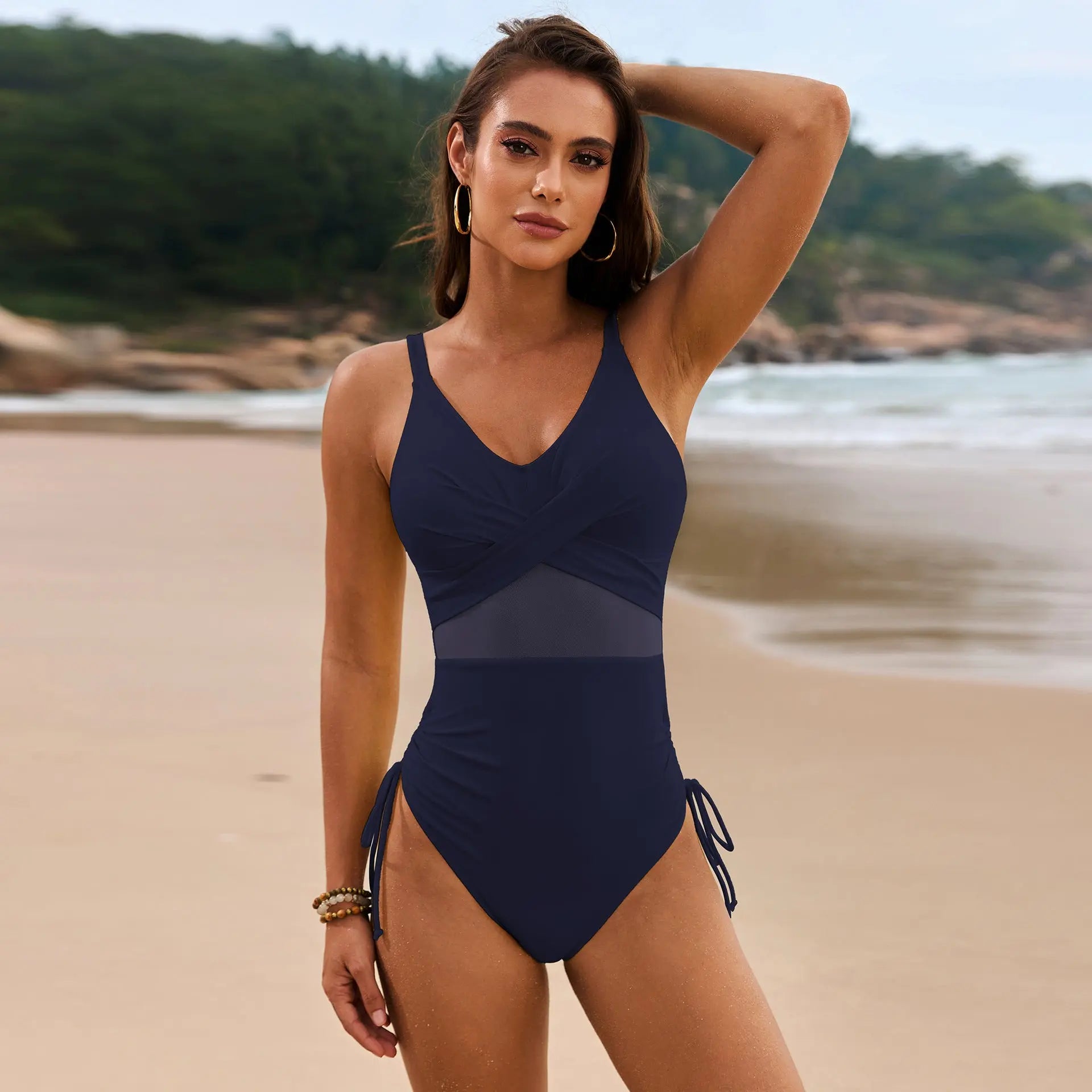 BreezeFit Mesh Drawstring One-Piece Trendarium