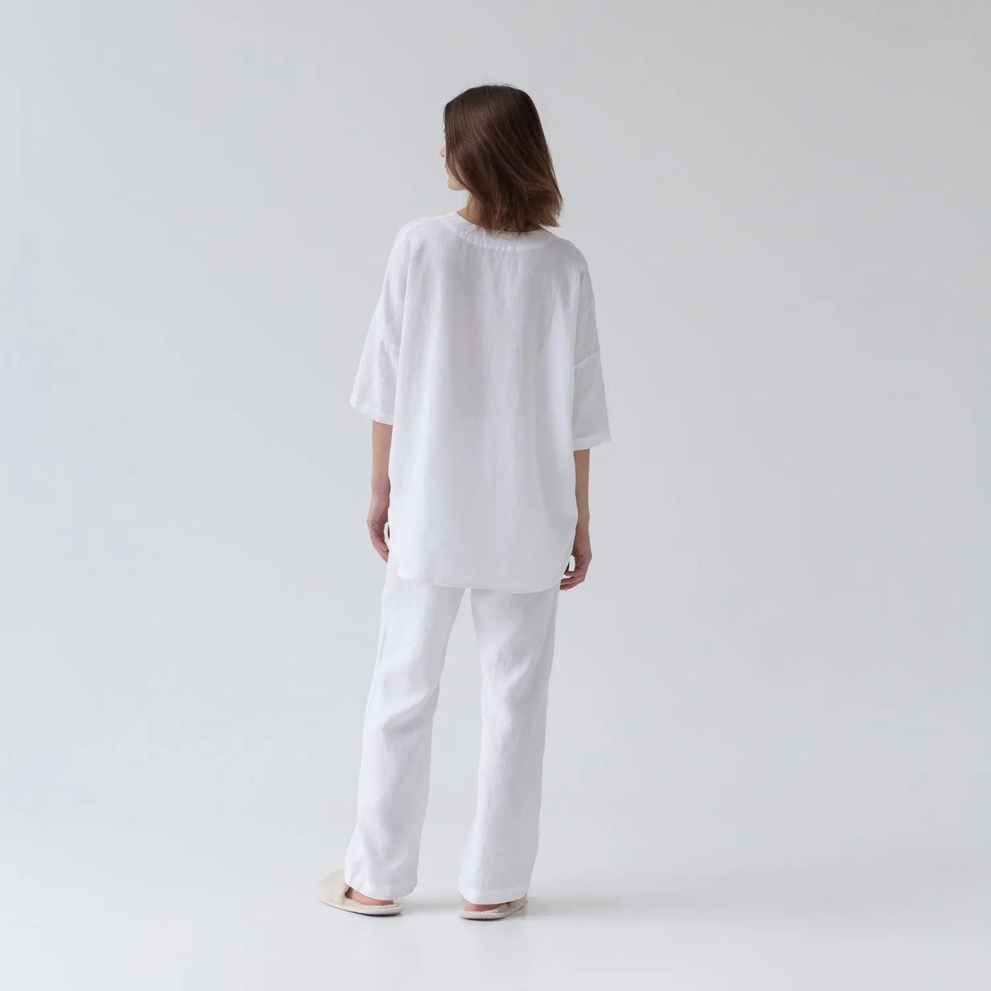 Linen Primrose Loungewear Set - Optical White