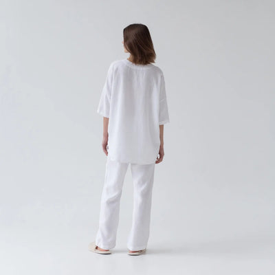 Linen Primrose Loungewear Set - Optical White