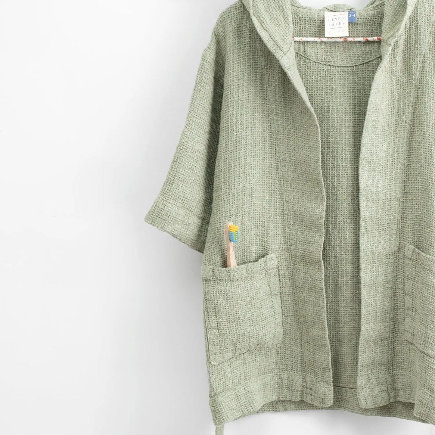 Linen Bathrobe for Kids - Sage