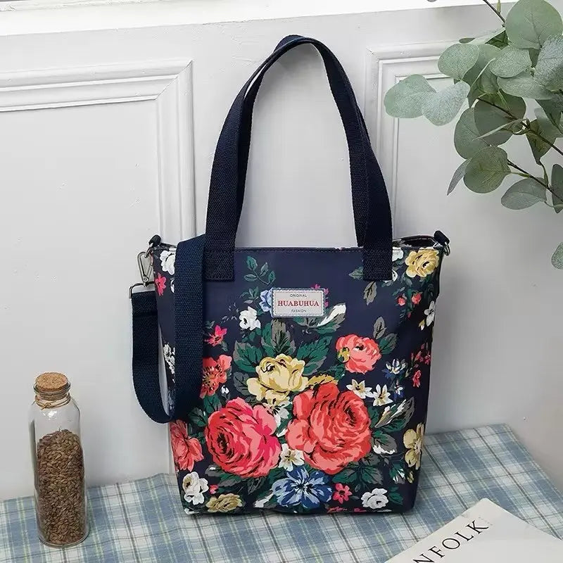 Versatile Large Capacity Floral Canvas Crossbody Shoulder Bag Trendarium
