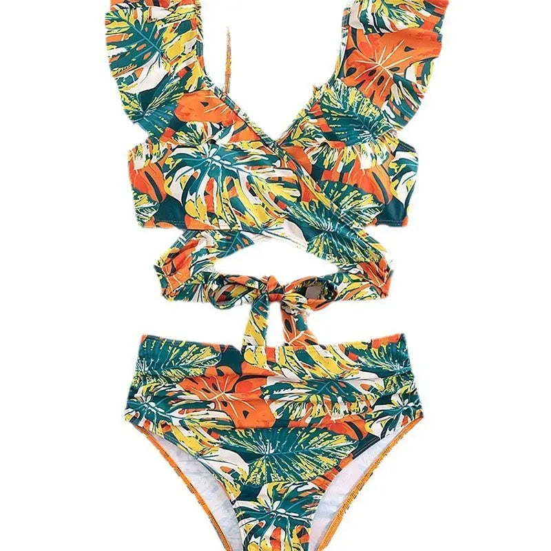 WaveWhirl Ruffle Halter Set Trendarium