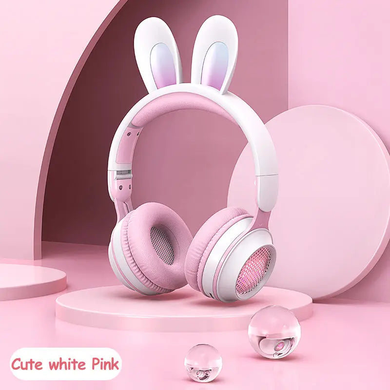 Rabbit Ear Headphones Wireless Luminous Extendable Wheat Headphones Trendarium