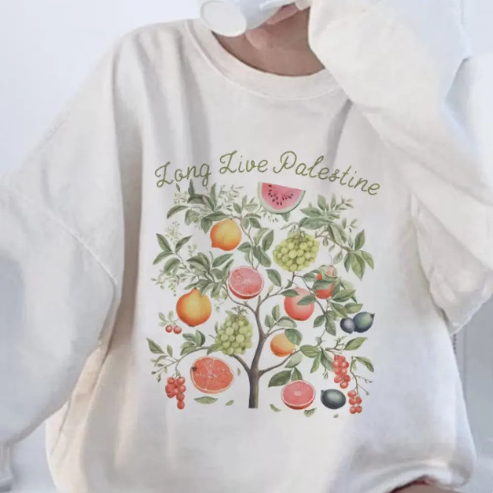 Palestine Garden Tee – Watermelon & Fruit Print Trendarium