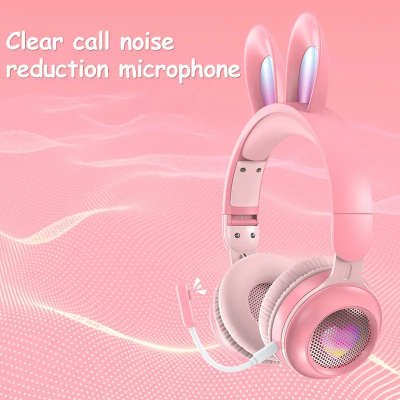 Rabbit Ear Headphones Wireless Luminous Extendable Wheat Headphones Trendarium