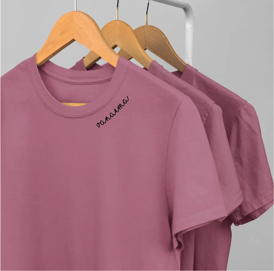 Embroidered Collar Organic Cotton T-shirt "Vanaema" (EE)