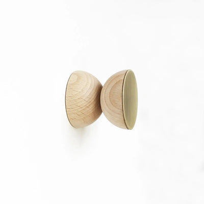 Beech Wood & Brass Wall Hook / Knob