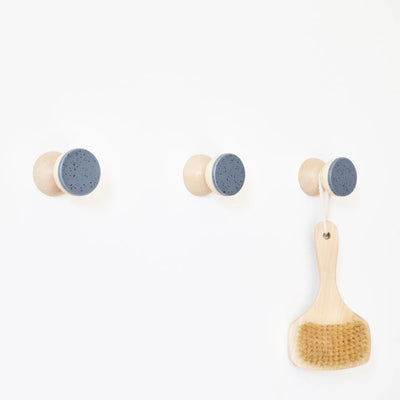 Beech Wood & Ceramic Wall Hook / Knob - Blue Black Specks