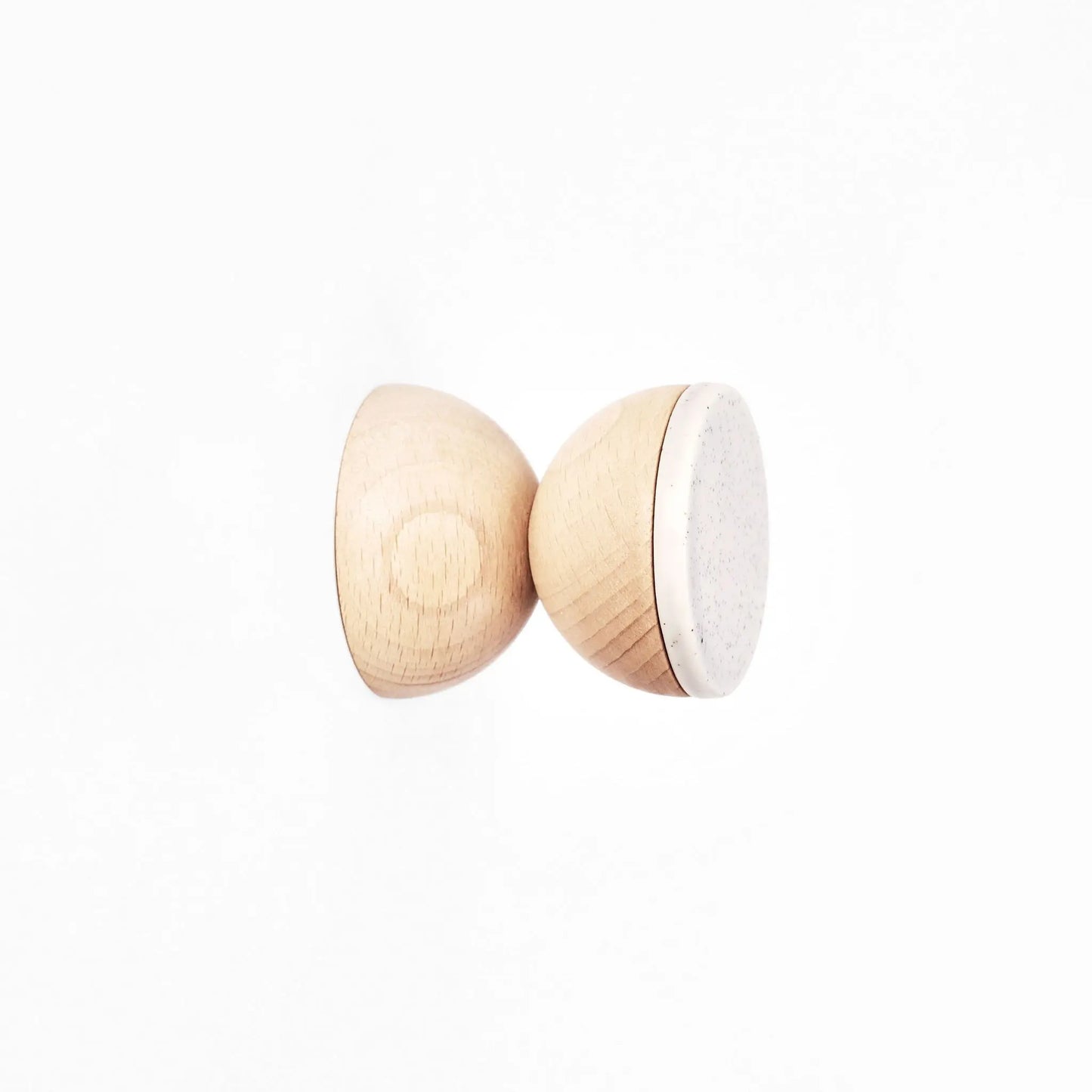 Beech Wood & Ceramic Wall Hook / Knob - Grey Sand