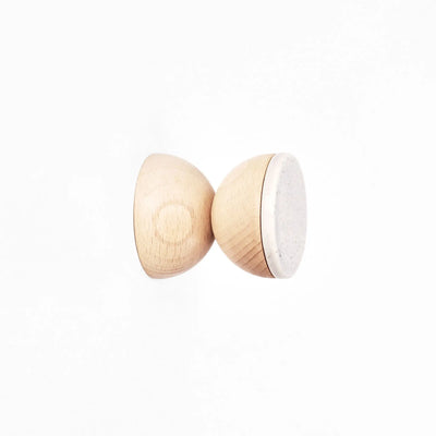 Beech Wood & Ceramic Wall Hook / Knob - Grey Sand