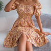 Floral Print Square Collar Dress Trendarium