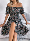 Floral Print Square Collar Dress Trendarium