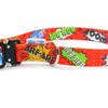 Collar With A Metal Buckle - Red Graffiti