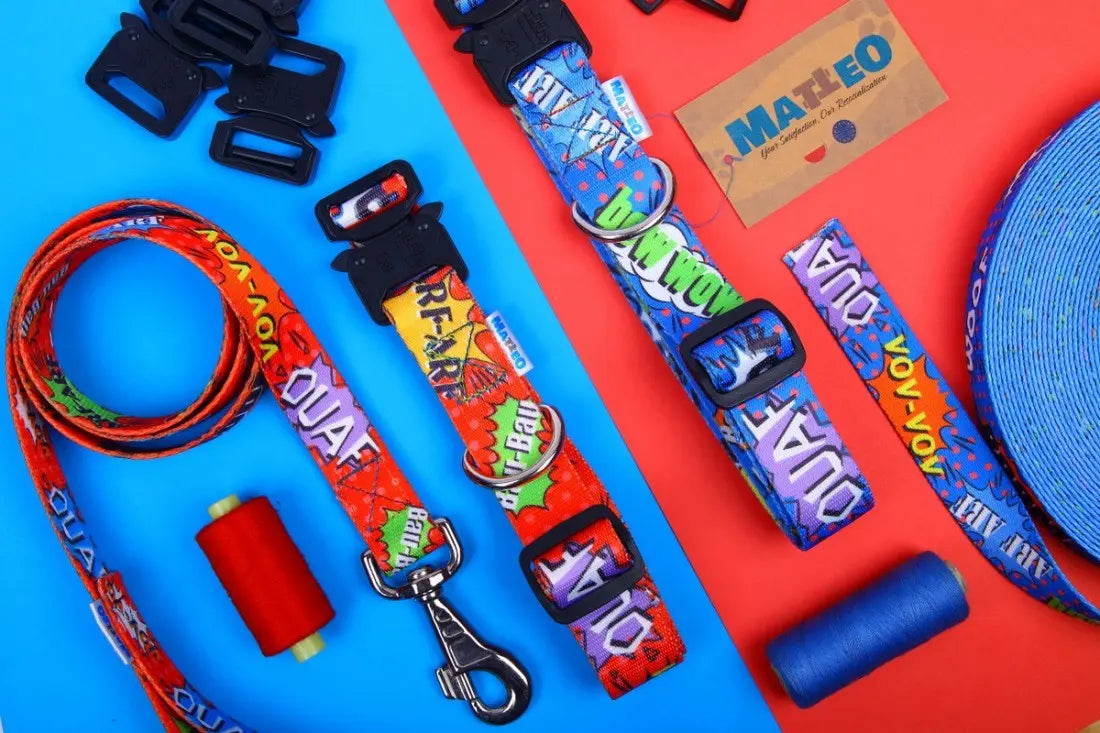 Collar With A Metal Buckle - Red Graffiti