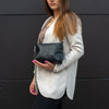 Leather Cosmetic Bag, Black - Medium