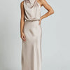 Silk Elegance Drape Halter Dress – Evening & Party Wear Trendarium