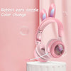 Rabbit Ear Headphones Wireless Luminous Extendable Wheat Headphones Trendarium