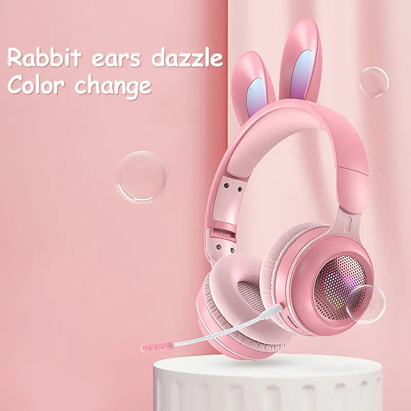 Rabbit Ear Headphones Wireless Luminous Extendable Wheat Headphones Trendarium