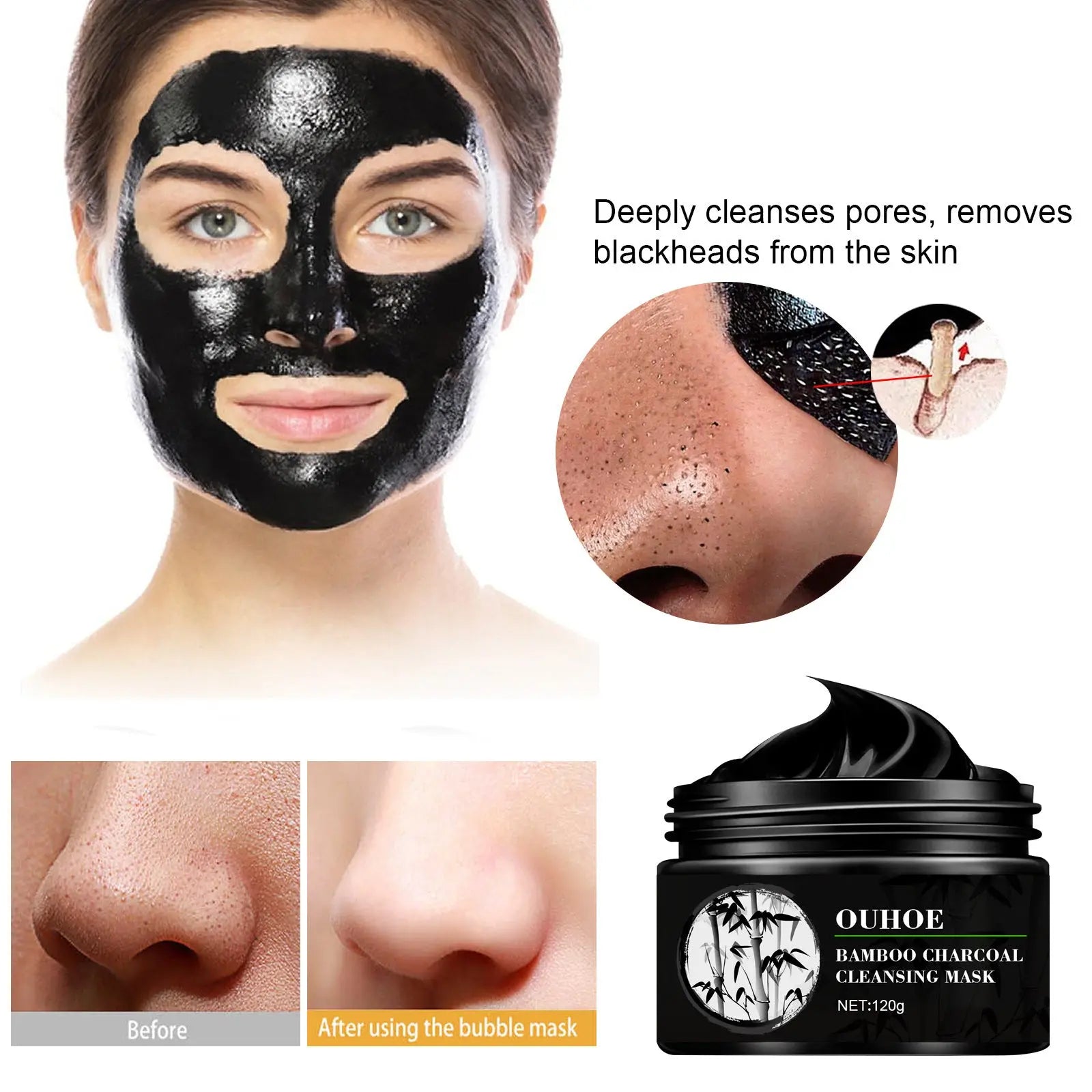 Cleansing And Shrinking Pores  Blackheads Peeling Mask OUHOE